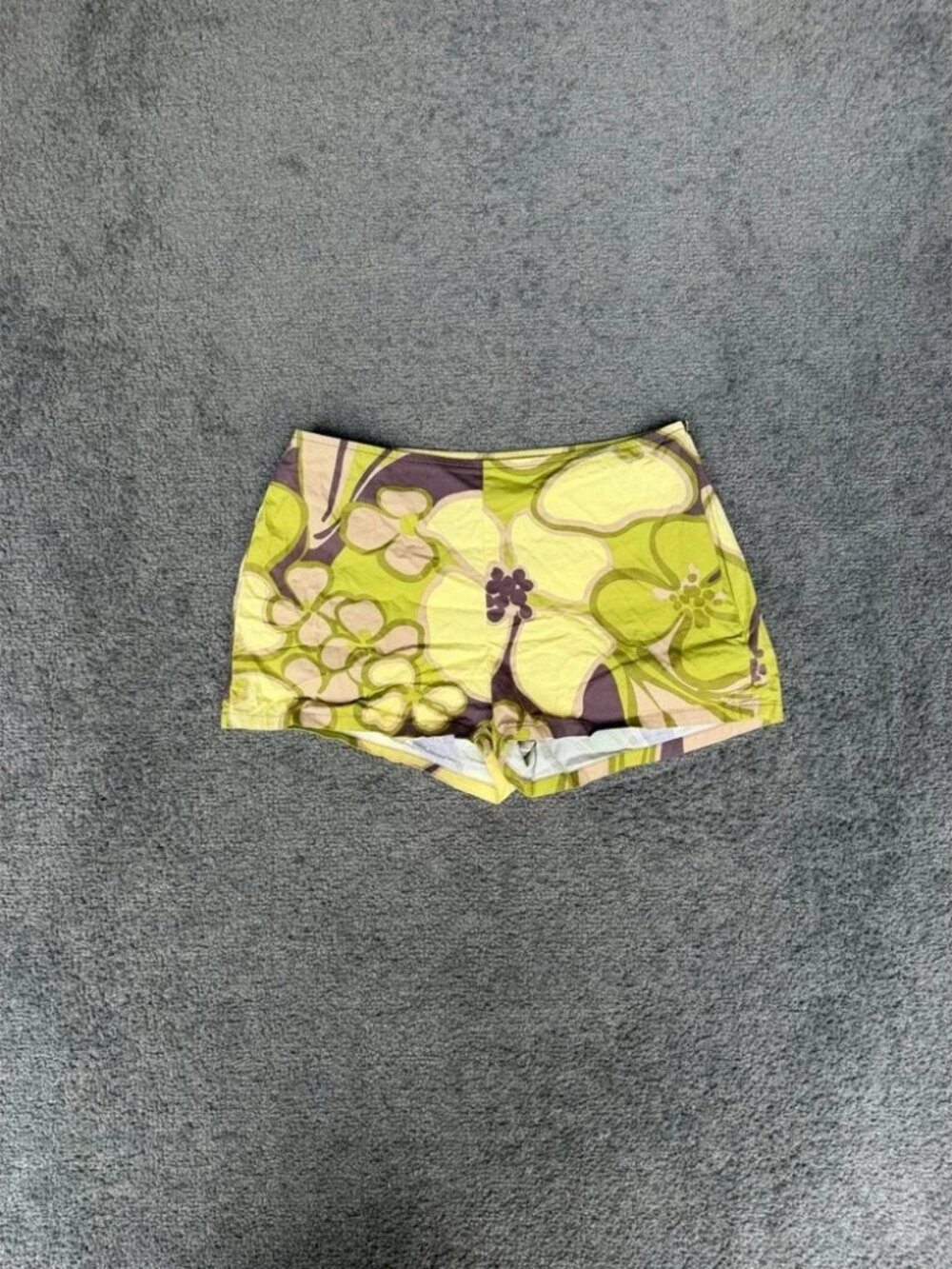 The Limited Stretch Floral Hibiscus Shorts Green Purple Y2K Retro Size 0